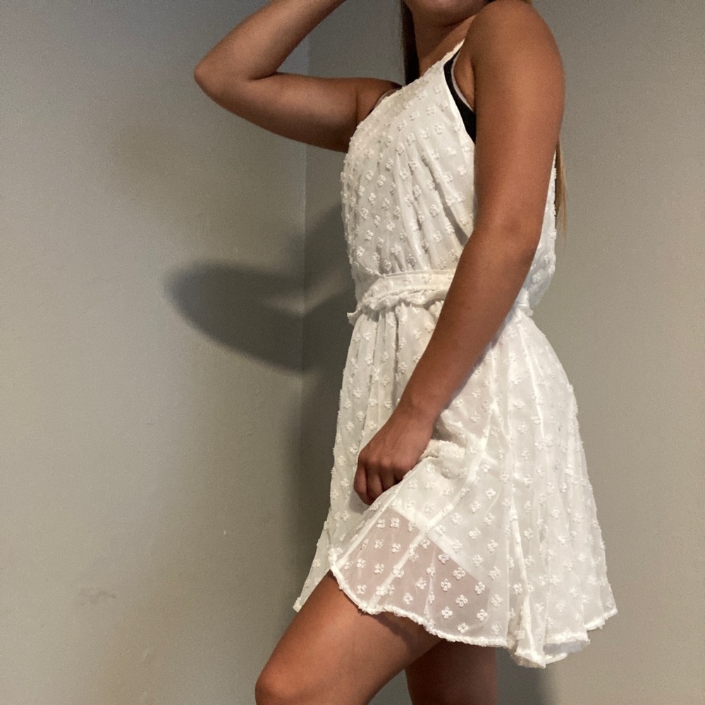 White Halter Sundress With Belt